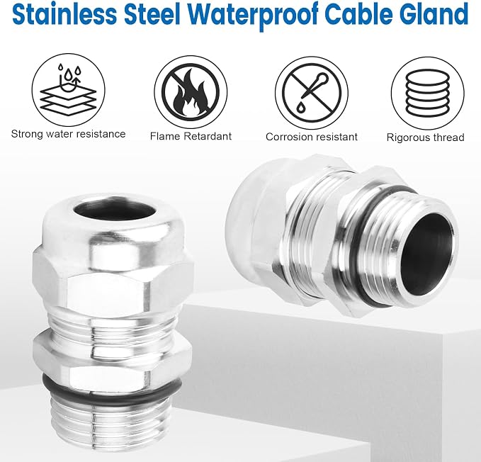 QCG 1/4" NPT Stainless Steel Cable Gland Waterproof IP68, Adjustable - Image 3