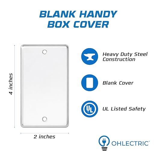4 Pack - 4x2 Single Gang Rectangle Blank Outlet Cover, Fire Rated | Ideal - Image 2
