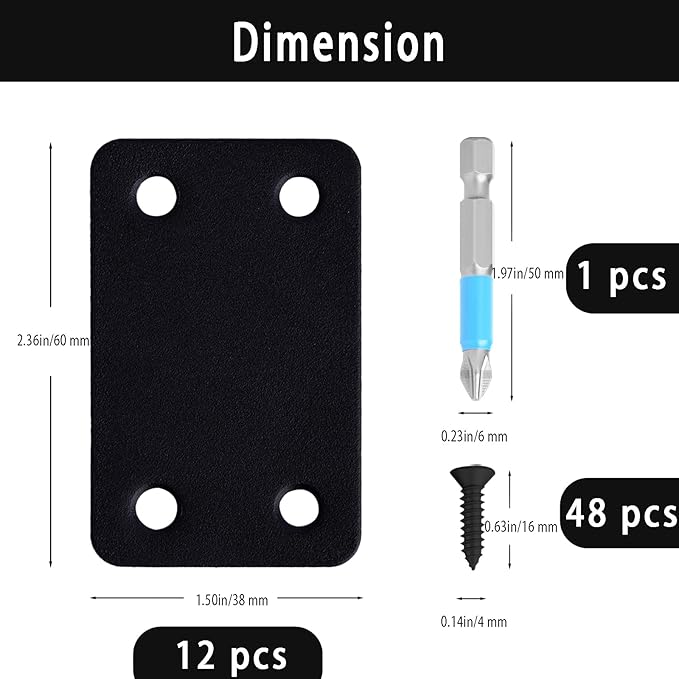 12 Pcs Mending Plate, 2.37 x 1.5 inch Stainless Steel Flat Plates - Image 6