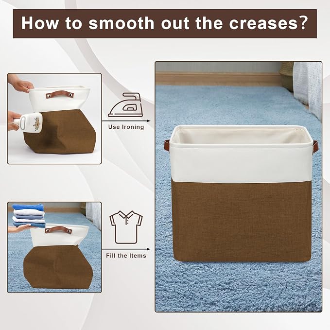 Large Fabric Storage Baskets | 50L Storage Bins, Decorative Linen Closet Baskets - Image 6
