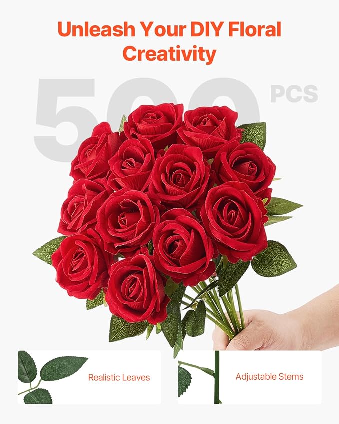 VEVOR Artificial Flowers, Faux Red Bridal Shower - Image 4