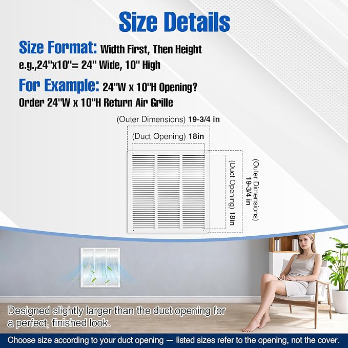 Fancat 18x18 Duct Opening | Steel Return Air Grille | Vent Cover Grill - Image 4