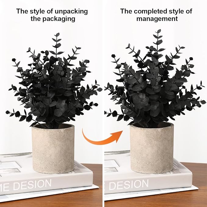 Coferset 2 Pack Small Fake Plants Eucalyptus Potted - Image 7