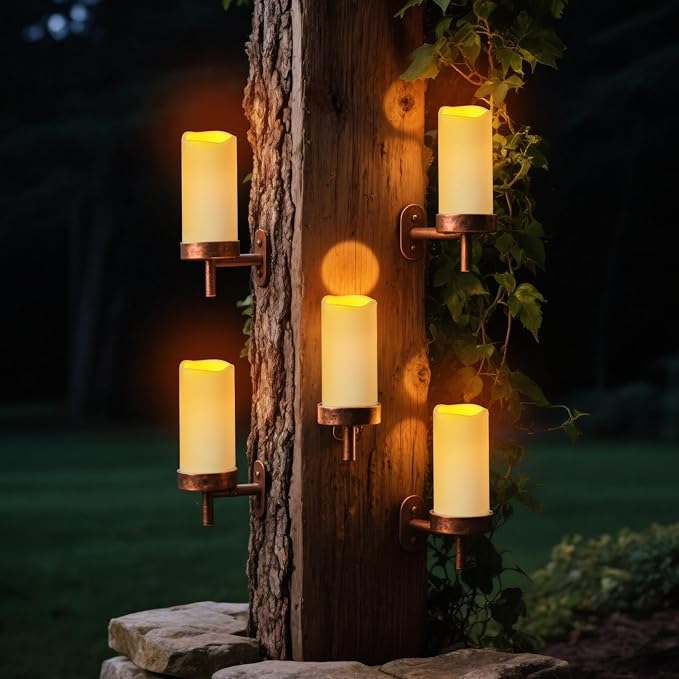Flameless Candles 4" 5" 6" Outdoor Indoor Pillars Battery Operated Flickering - Image 2
