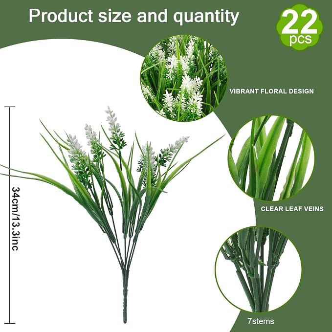 Rowfad 22 Pcs Artificial Outdoor Flowers Fake Outdoor Plants Monkey Grass - Image 2