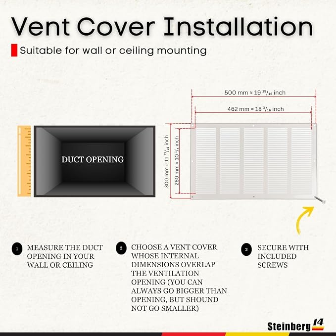 Steinberg14 White Vent Cover 18x10 - Image 5