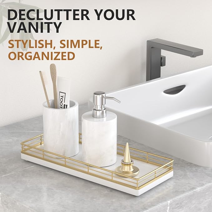 Bathroom Tray for Counter Top Organizer, Oak Wood Vanity Tray - Image 3