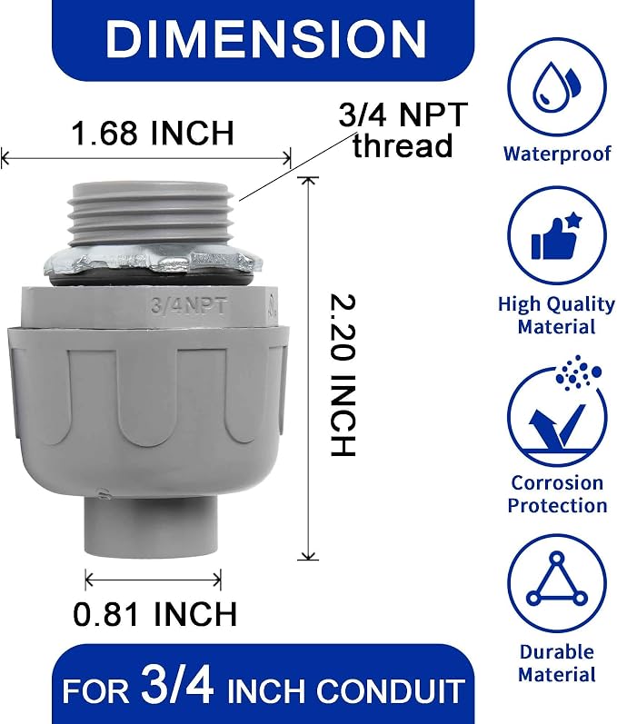 Yariwiz 3/4 PVC Electrical Conduit Fitting Plastic Liquid Tight Conduit - Image 2