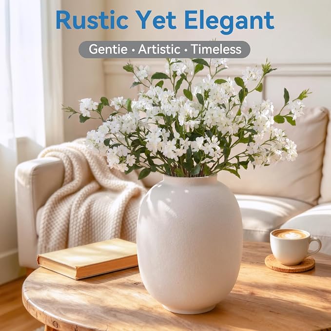 Ceramic Flower Vase Home Decor, 9.8 Inch Rustic Farmhouse Vases - Image 3