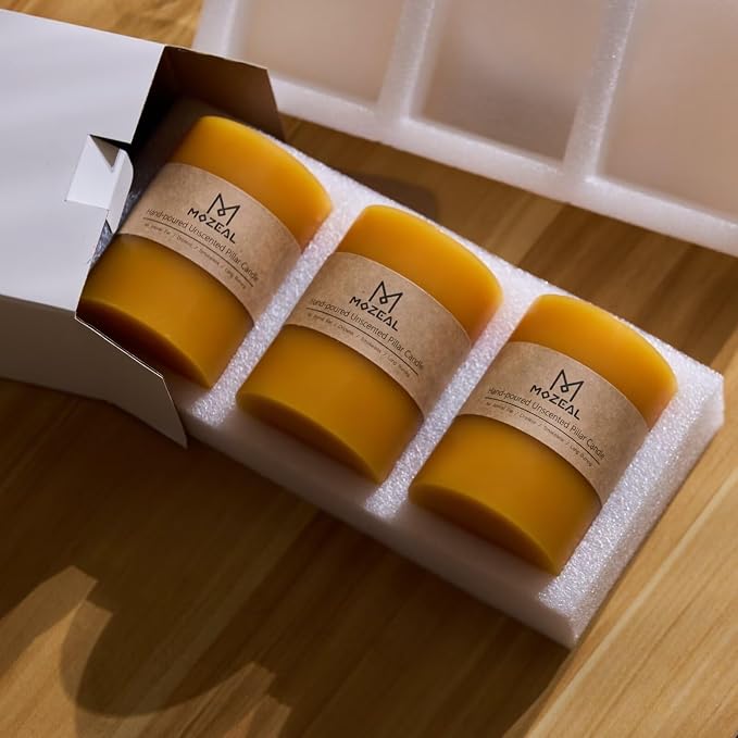 MOZEAL 3" x 6" Hand-Poured Unscented Candle, Dripless Pillar Candle Set of 3 - Image 5