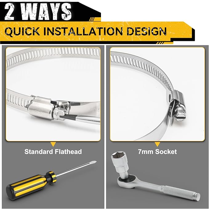 4 Pack 4 Inch Hose Clamp, 304 Stainless Steel Quick-Screw Dryer Vent Clamp | - Image 7