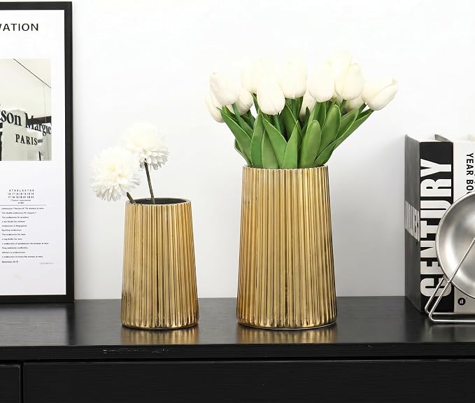 Ribbed Flower Vases Set of 2, Flower Vase - Image 3