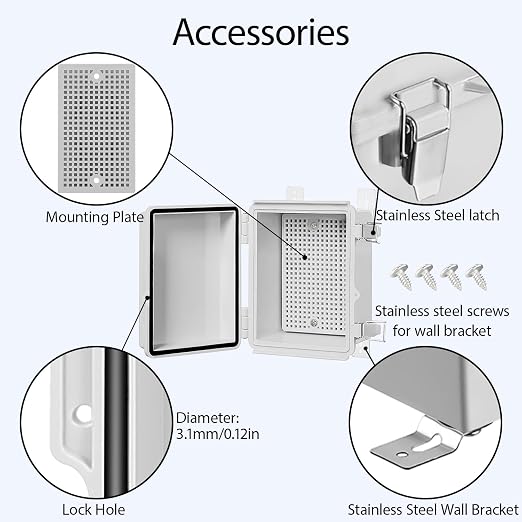 Electrical Box, IP67 Waterproof Hinged Cover Stainless Steel Latch Junction Box - Image 4