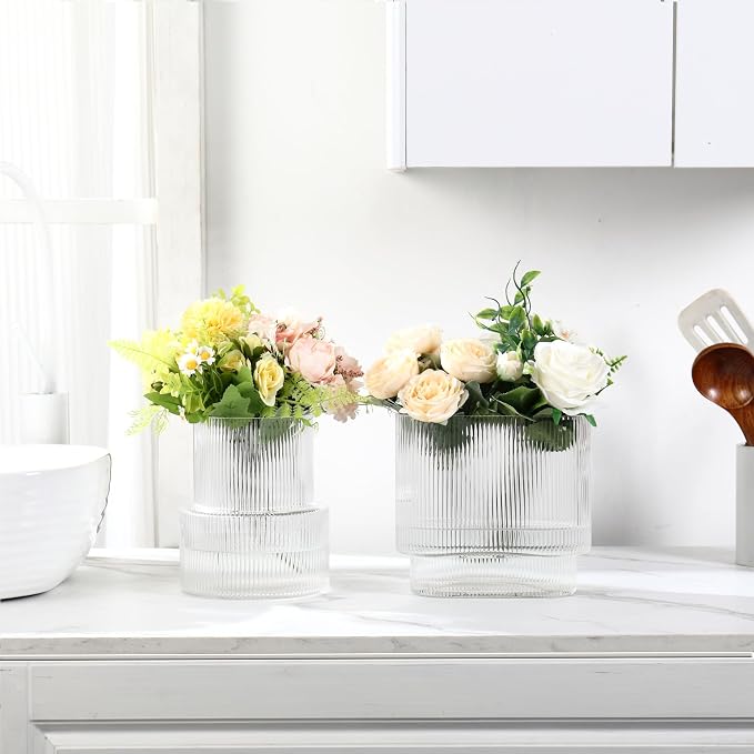 Ribbed Glass Vases, Modern Glass Vase - Image 5