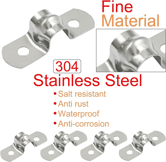 Piutouyar 50 Pack 8mm Two Hole Strap U Bracket, 0.31 Inch | 304 Stainless Steel - Image 4