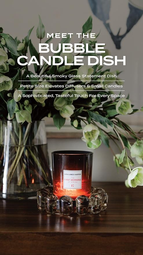 Home Collection Original Smoky Glass Small Bubble Candle Dish | Votive and - Image 2