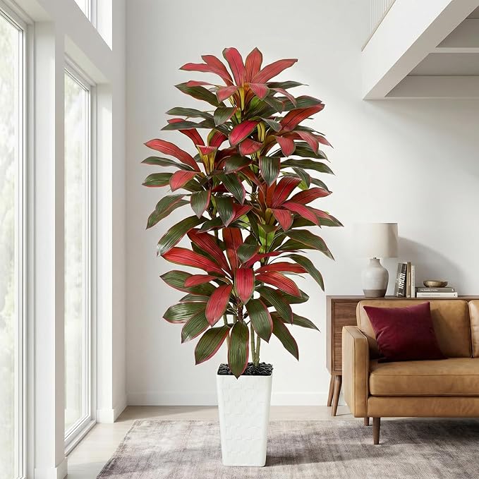 Artificial Red Dracaena Tree Indoor, 6FT Tall Fake Floor Plants - Image 2