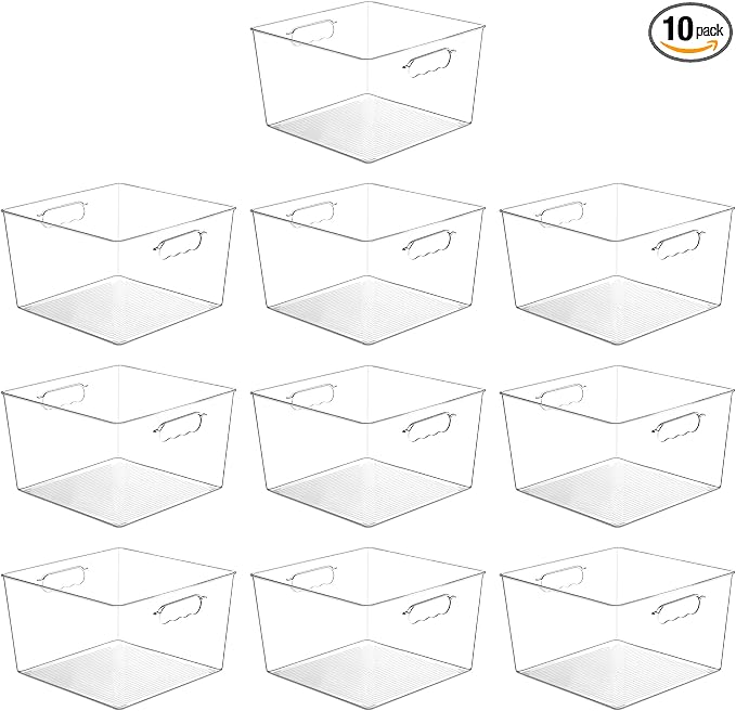 Vtopmart 10 Pack Extra Large Clear Storage Bins, 11x11 Cube Organizer | Acrylic by Vtopmart
