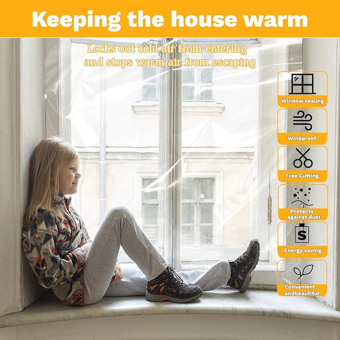 Window Insulation Kit for Winter Seal Covers Up to 5 Windows Thermal Shrink - Image 3