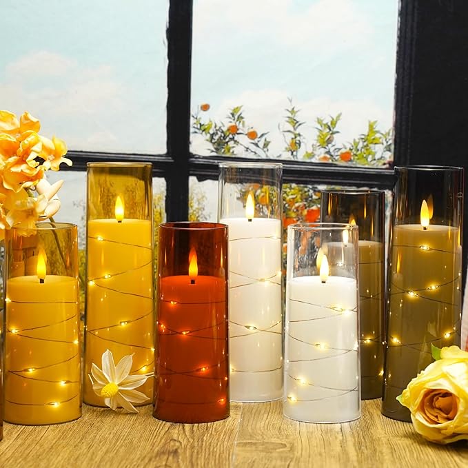 Nimiko Flickering Flameless LED Candles, Acrylic LED Pillar Candles - Image 6
