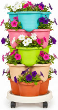 VECELO 5 Tier Vertical Garden Planter, Self Watering Stackable Planters by VECELO