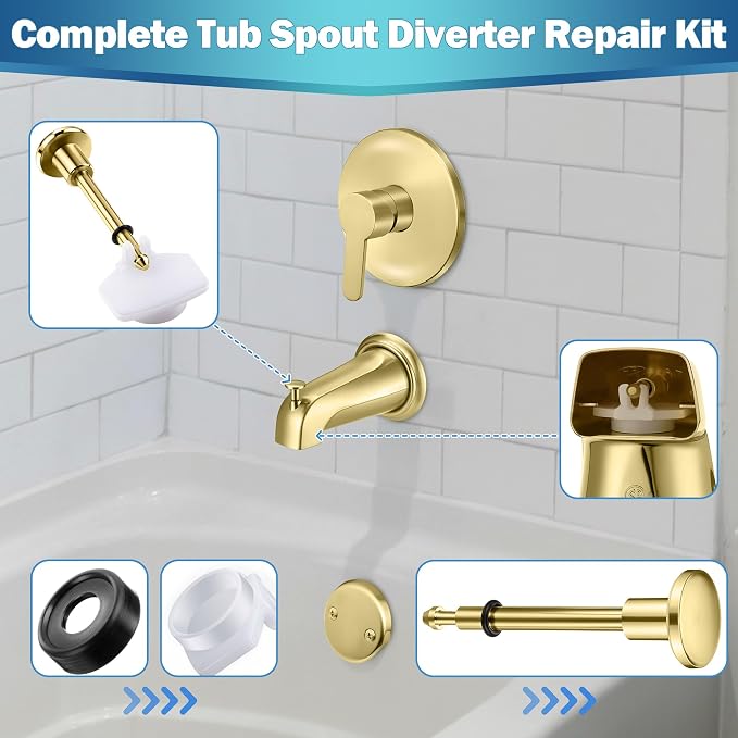 Enhon 2 Set Tub Spout Diverter Repair Kit | Includes 2 x Diverter Valve Stems - Image 2