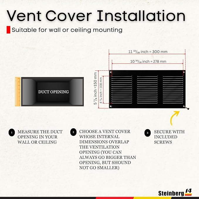 Steinberg14 Black Vent Cover 10x4 - Image 5