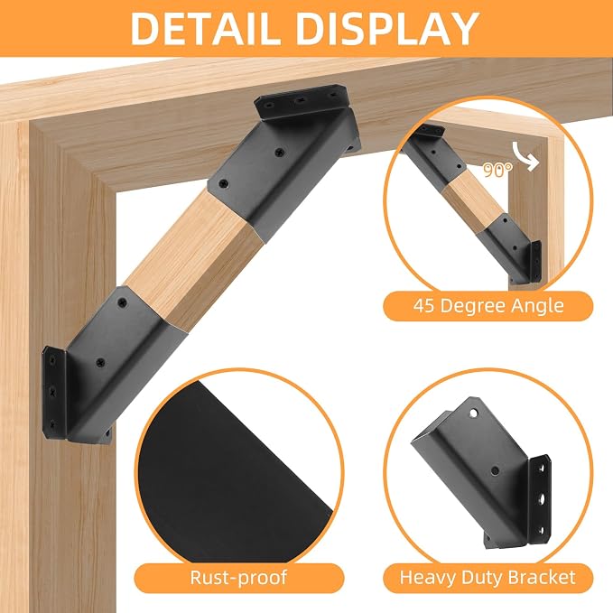 45-Degree Angle Bracket for 2x4 Post, Heavy Duty Connector Brace 45-Degree - Image 5