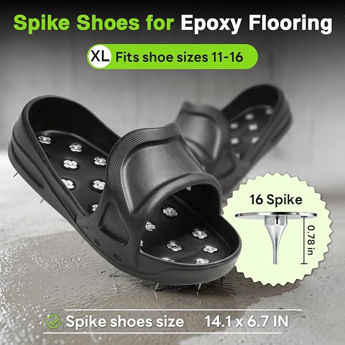 Epoxy Spike Shoes for Flooring, US XLarge Size Black | Sharp Spiked Shoes for - Image 3