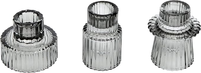 Vixdonos Taper Glass Candlestick Holders Tealight Candle Holders by Vixdonos