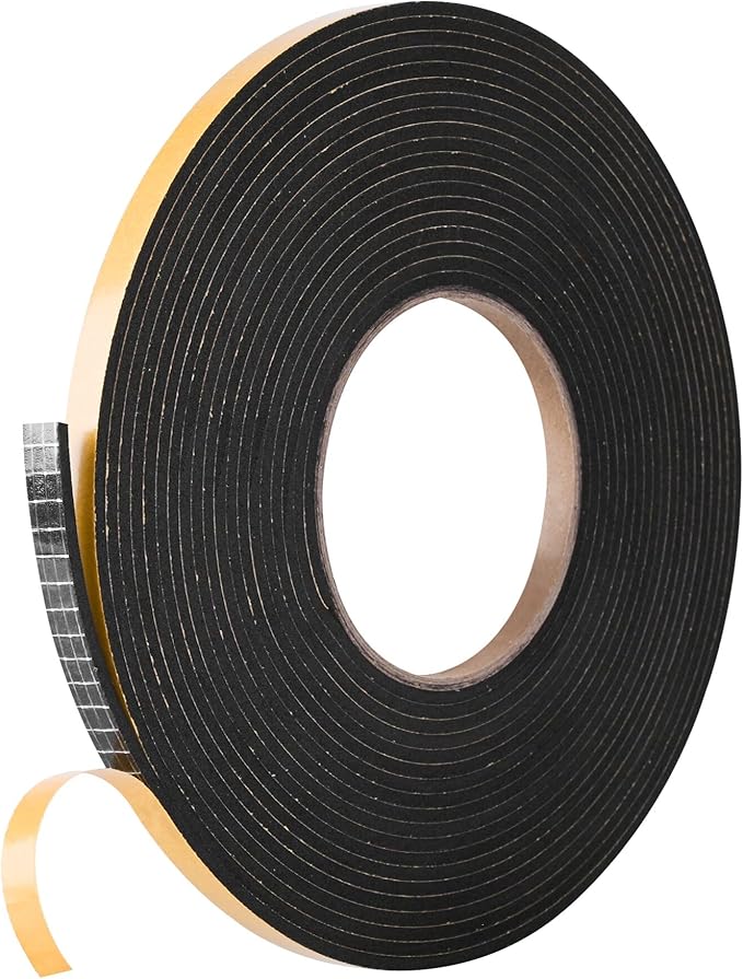 Kikerike Self Adhesive Foam Tape Weatherstrip 1/4In x 1/8In x 26Ft High Density by Kikerike