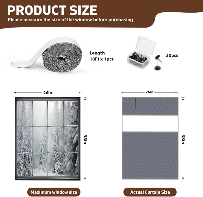 Thermal Window Cover for Winter, Visible Thermal Insulation, Reusable Oxford - Image 2