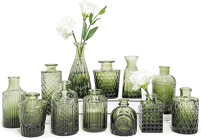 SUPMIND 12pcs Glass Bud Vase Set, Home Decor, Table Decoration, Baby Shower by SUPMIND