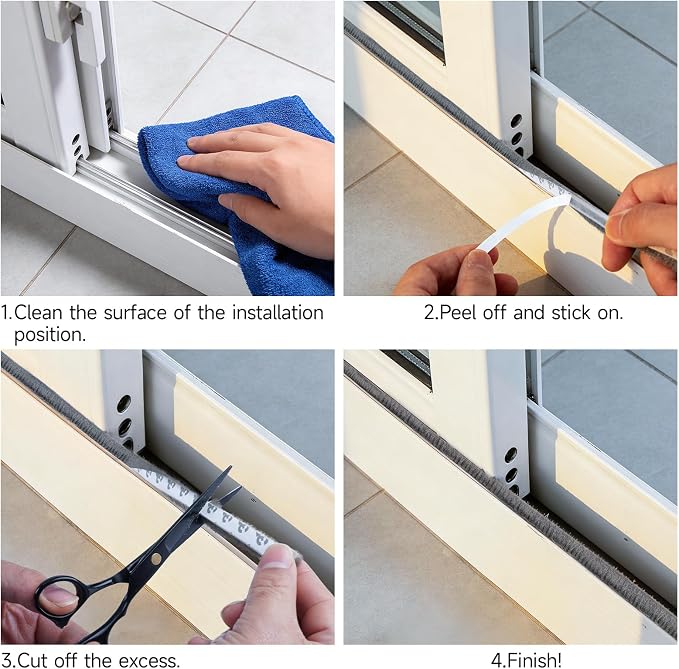 16.5FT Weather Stripping Self-Adhesive Pile Window Seal, Dense Brush - Image 7
