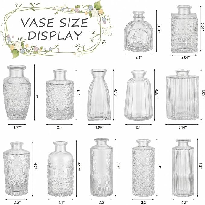 Glass Bud Vases Mini Flower Vase Small Vintage Vases - Image 2