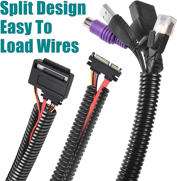 ALLWIN 1/4 inch Split Wire Loom Tubing Wire Conduit - 30 ft Cord Protector - Image 3