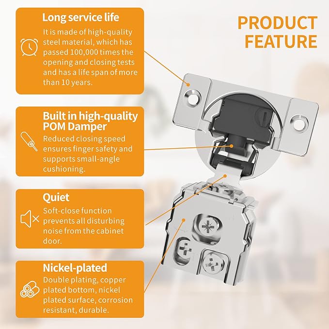 2 Pack 1" Overlay 4D Soft Close Concealed Hinges - Image 5