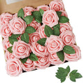 AmyHomie Pink Rose 50pcs Real Looking Artificial Flowers w/Stem | Bouquet by AmyHomie