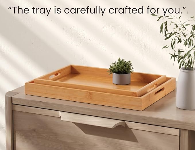 Fibogollo Bamboo Set of 2 Serving Tray - Image 5