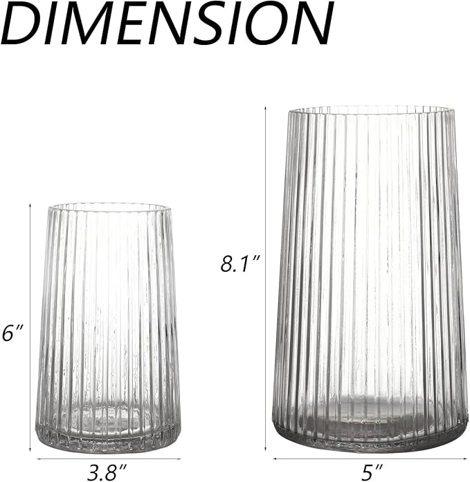 Ribbed Flower Vases Set of 2, Flower Vase - Image 6