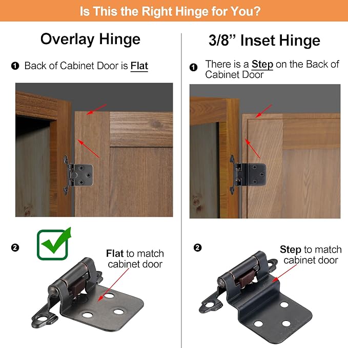 Oil Rubbed Bronze Cabinet Hinges, 1/2” Overlay, 4 Pack | - Image 4