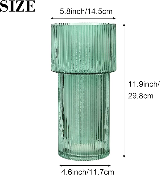 Large Glass Vase, 12 Inches Tall Vase - Image 2