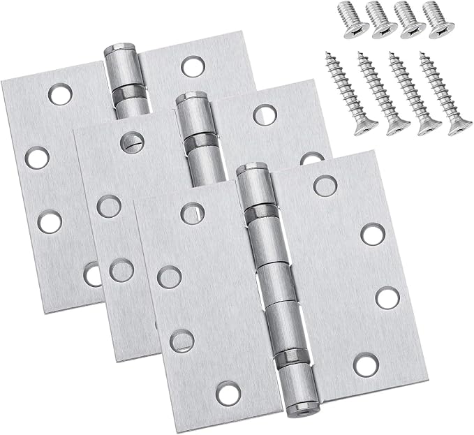 Dynasty 4-1/2" x 4-1/2" Ball Bearing Door Hinge, Brushed Chrome, Quiet Swing by DynastyHardware