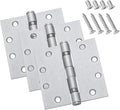 Dynasty 4-1/2" x 4-1/2" Ball Bearing Door Hinge, Brushed Chrome, Quiet Swing by DynastyHardware