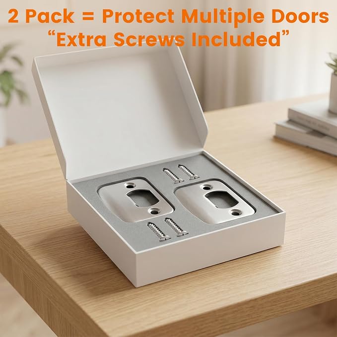 2 Pack Brushed Stainless Steel Door Plates 2.2 x 1.7 Inch – Modern Interior - Image 7