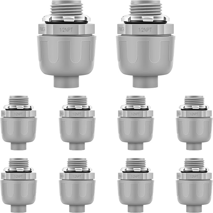 10 PCS 1/2" Liquid Tight Connector NPT Non-Metallic by Unknown