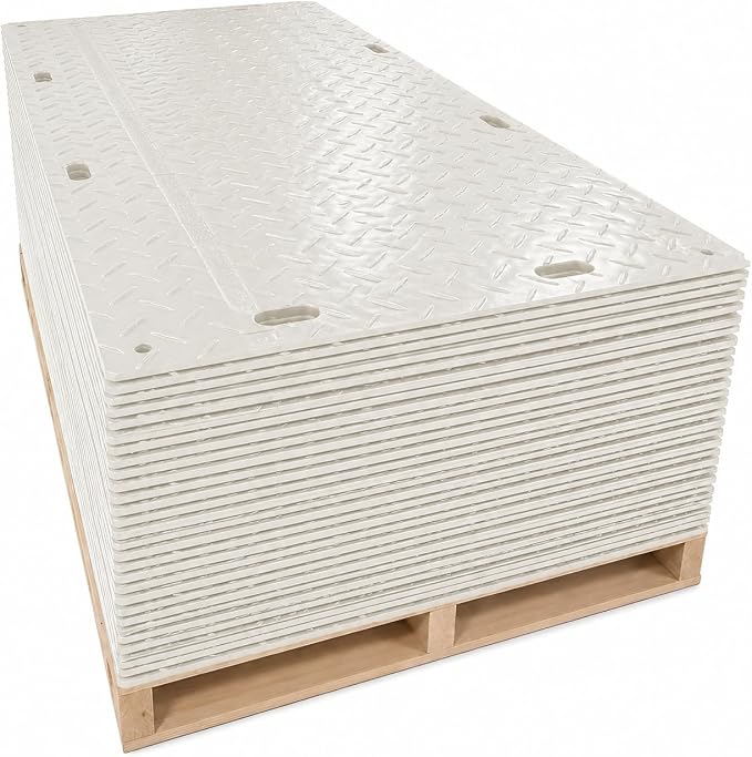 Ground Protection Mat 4’x8’ – ½” HDPE Diamond Tread 50 Pack by IrontreadMats
