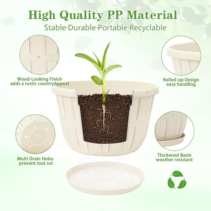 Quarut 12 Inch 4 Pack Large Planters Pot - Image 2