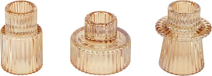 Vixdonos Taper Glass Candlestick Holders Tealight Candle Holders by Vixdonos