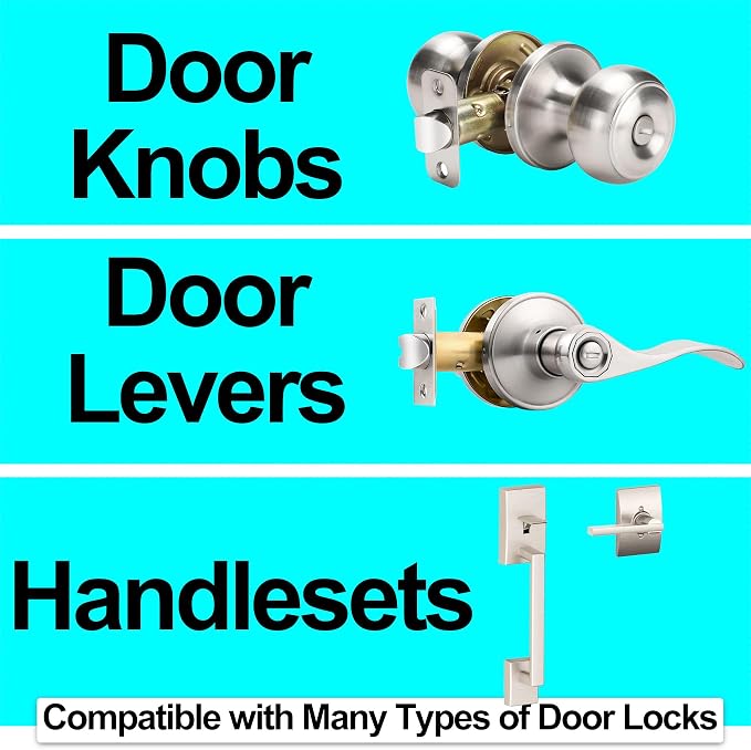 2 Pack Nickel Door Latch Replacements, 8mm Big Spindle Hole, 45°Turning Angle - Image 3